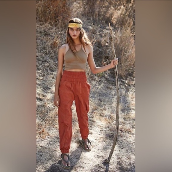 NWOT Free People The Way Home Joggers Orange Brick Rust Copper Brown Track Pants - Picture 3 of 8